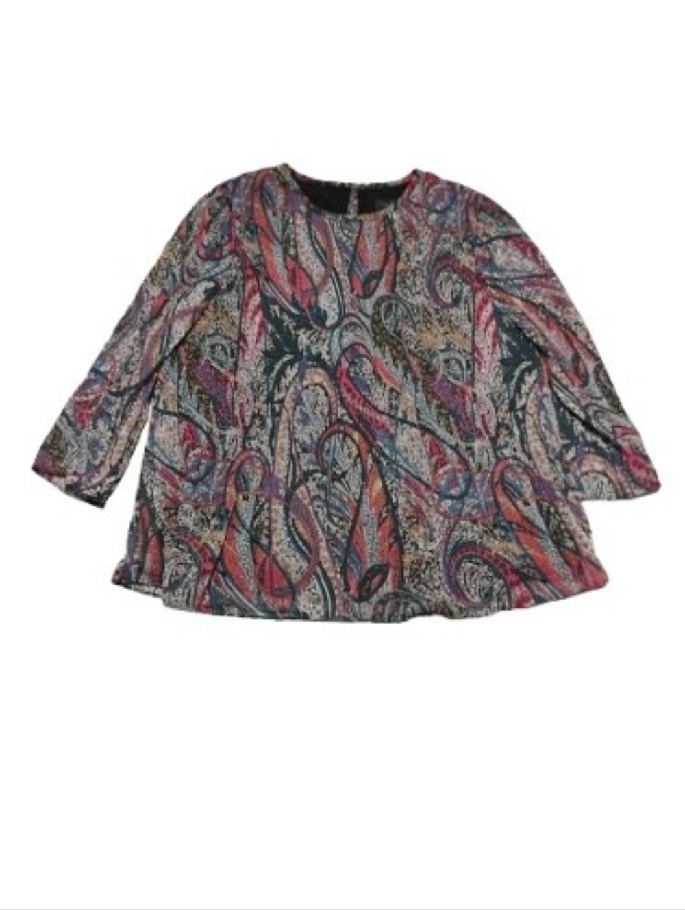Ted Baker Women's Pleated Paisley Top Sz 3 Sz 8 US